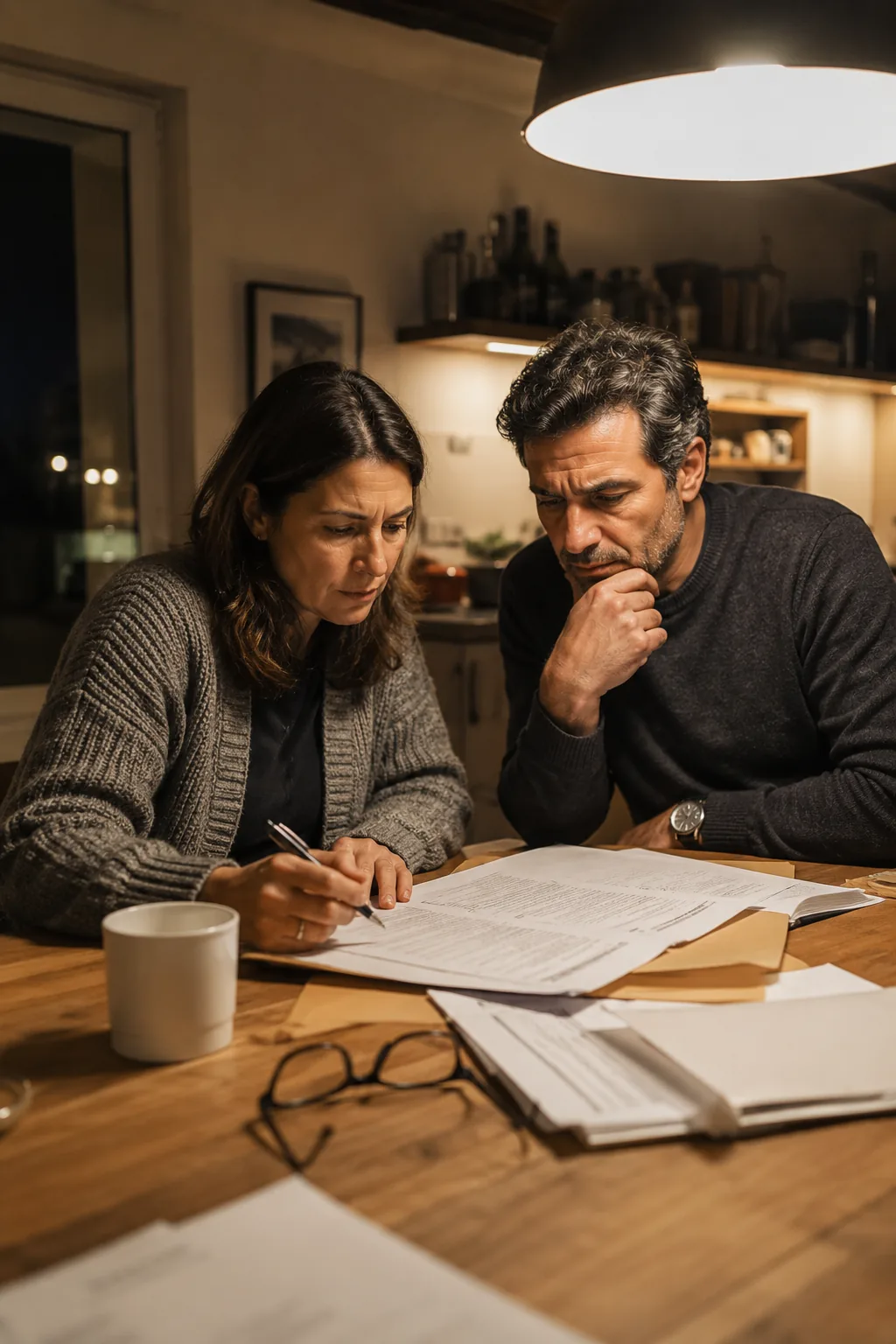 Matrimonio firmando documentación de compraventa de vivienda