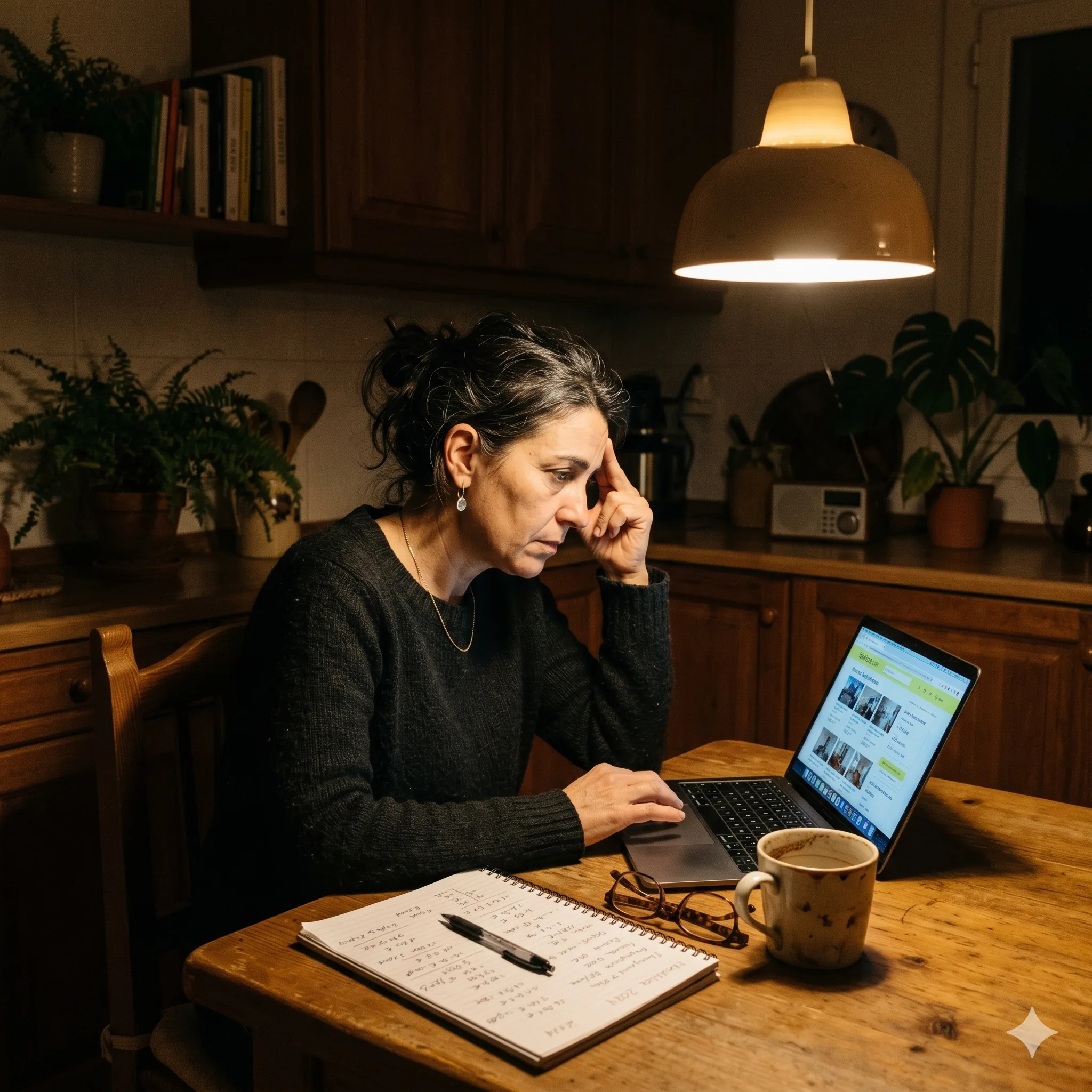 Compradora analizando con dudas las condiciones de la FEIN antes de firmar